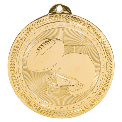 Bright Gold 2" Football Laserable BriteLazer Medal
