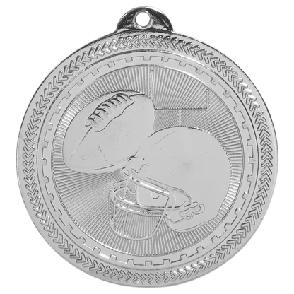 Bright Silver 2" Football Laserable BriteLazer Medal