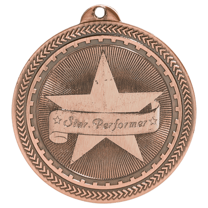 Antique Bronze 2" Star Performer Laserable BriteLazer Medal