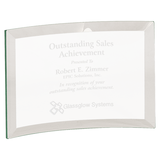 6" x 4" x 1/4" Beveled Jade Glass Crescent