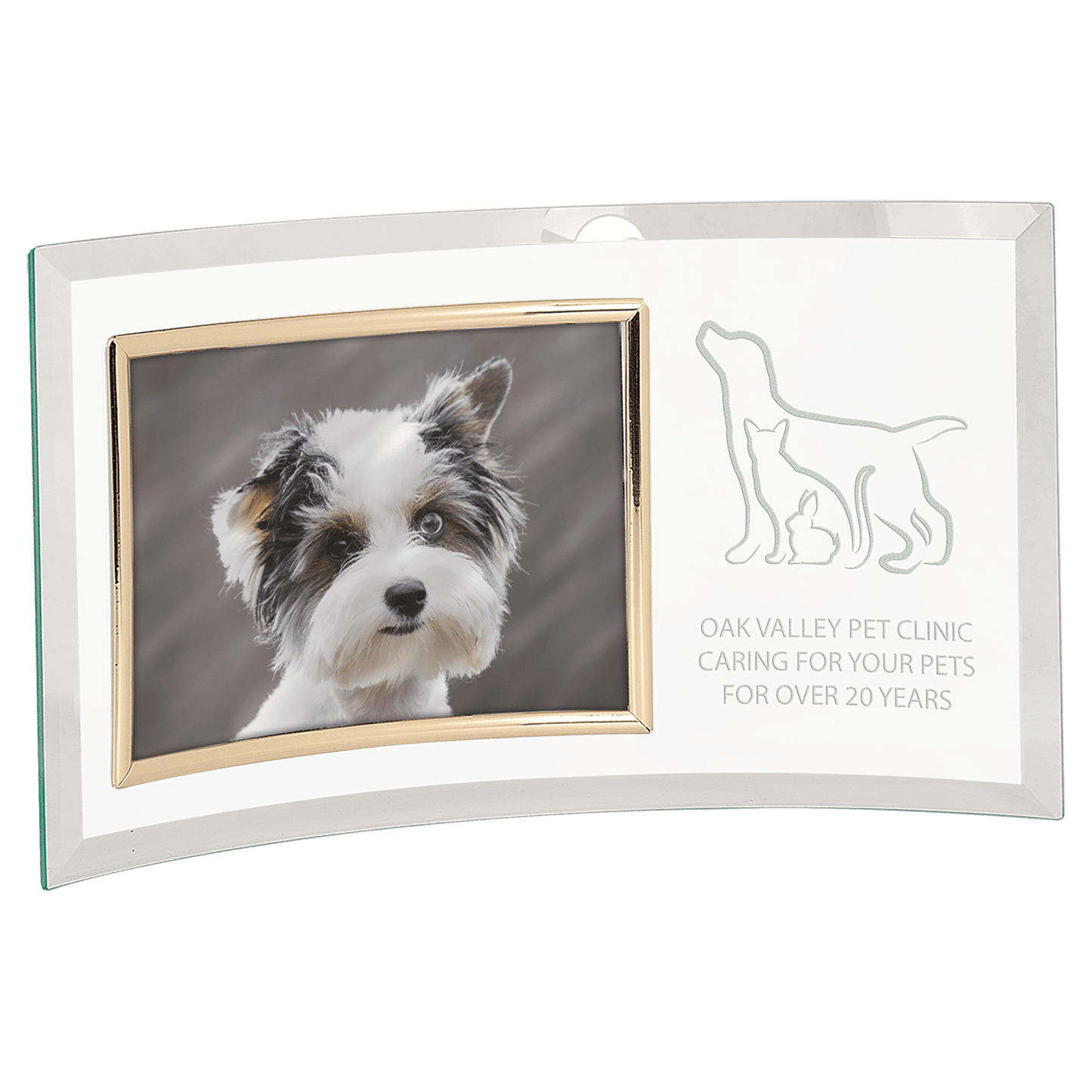 13" x 7 1/2" Jade Glass Crescent with 7" x 5" Picture Frame