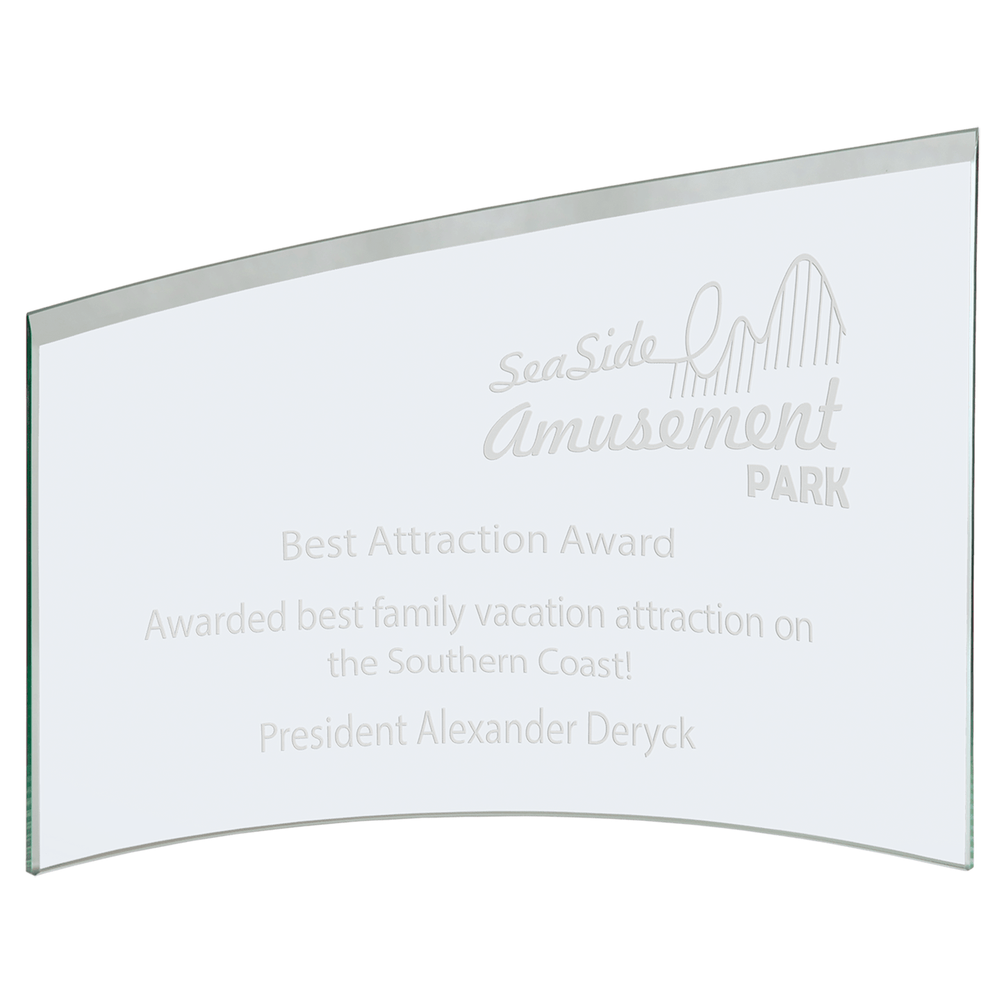 10" x 6 7/8" x 1/4" Jade Slanted Glass Crescent