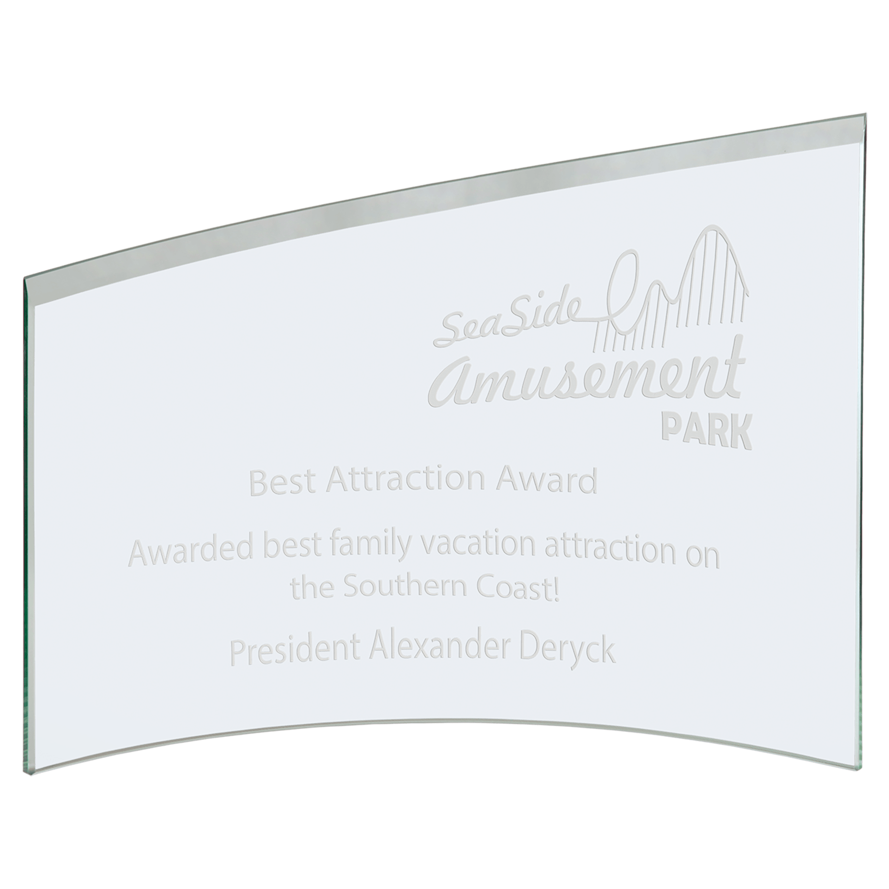 10" x 6 7/8" x 1/4" Jade Slanted Glass Crescent