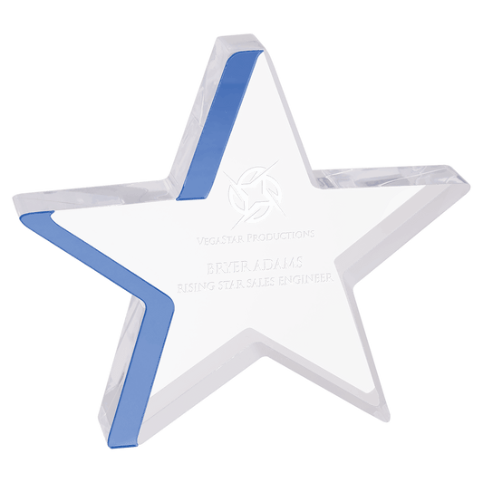 Blue 6 3/4" x 6" Star Acrylic with Edge