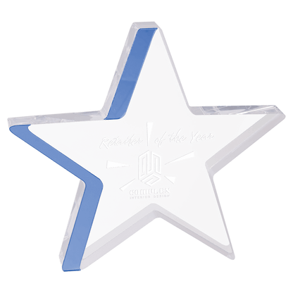 Blue 7 3/4" x 7" Star Acrylic with Edge