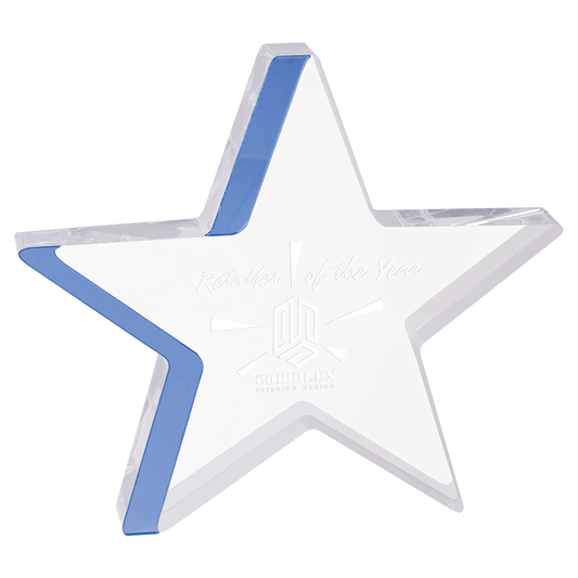 Blue 7 3/4" x 7" Star Acrylic with Edge