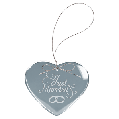 Clear Heart Glass Ornament with Silver 3" String