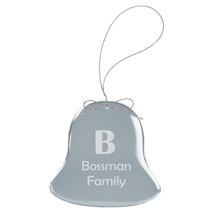 Clear Bell Glass Ornament with Silver 3" String