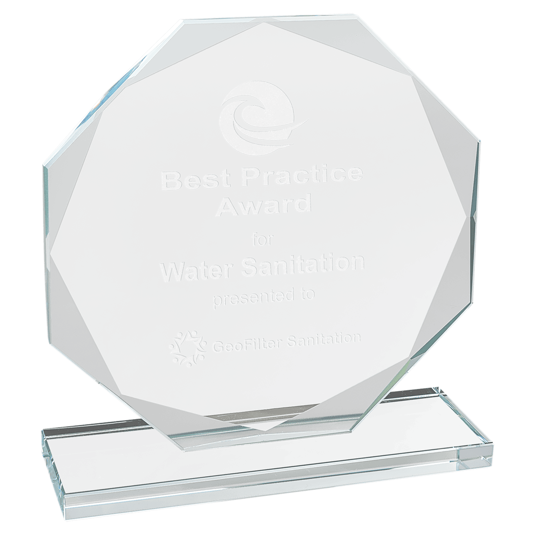 6 1/2" Octagon Clear Glass Award