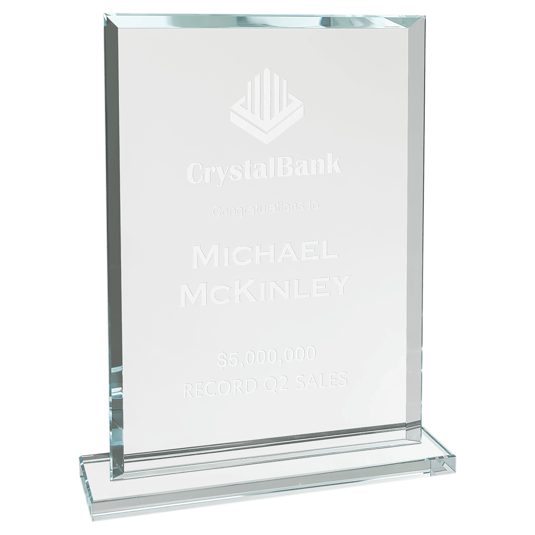 8 1/2" Rectangle Clear Glass Award