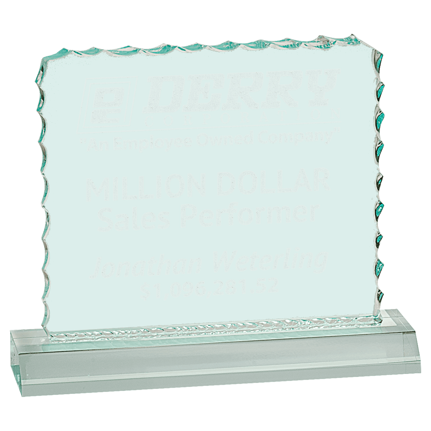 Jade 4 1/2" x 3 1/2" Cracked Ice Acrylic Blank with Base