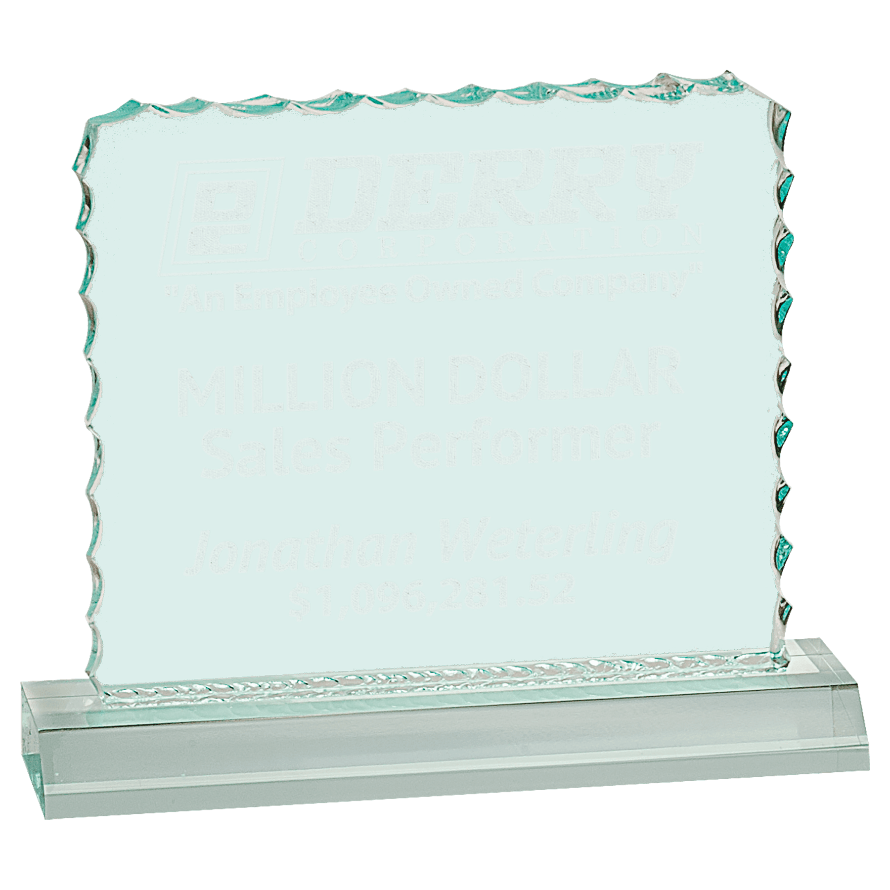 Jade 4 1/2" x 3 1/2" Cracked Ice Acrylic Blank with Base