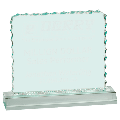 Jade 4 1/2" x 3 1/2" Cracked Ice Acrylic Blank with Base