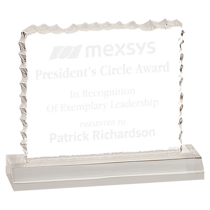 Clear 5 1/2" x 4 1/2" Cracked Ice Acrylic Blank with Base