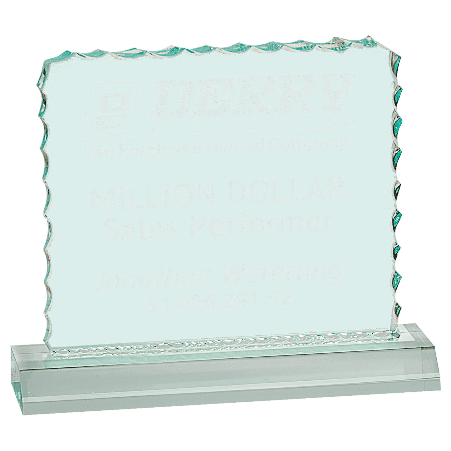 Jade 6 1/2" x 5 1/2" Cracked Ice Acrylic Blank with Base