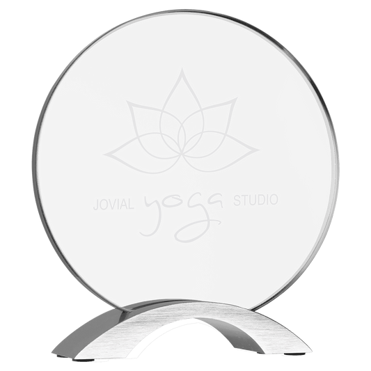 7 1/4" Round Cosmic Acrylic with Silver Base