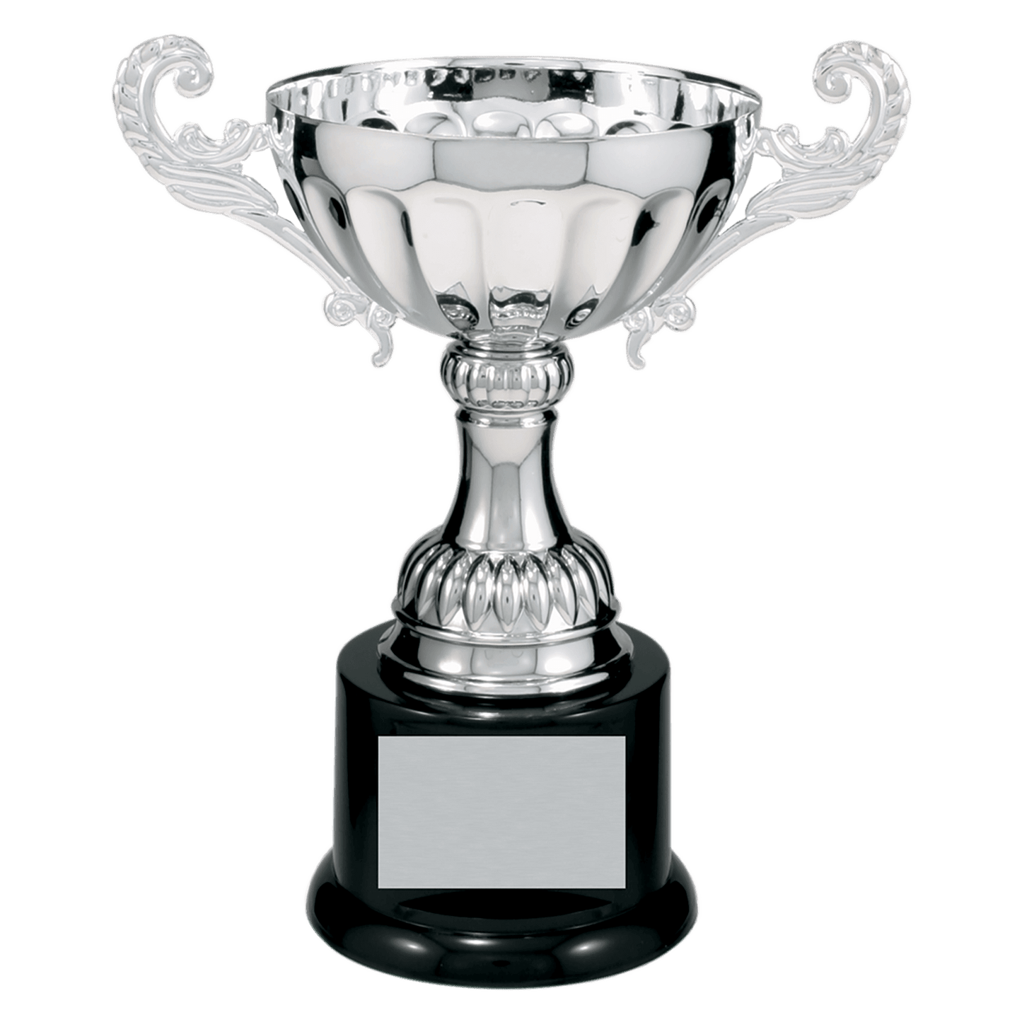 Silver 7 1/2" Completed Metal Cup Trophy on Plastic Base