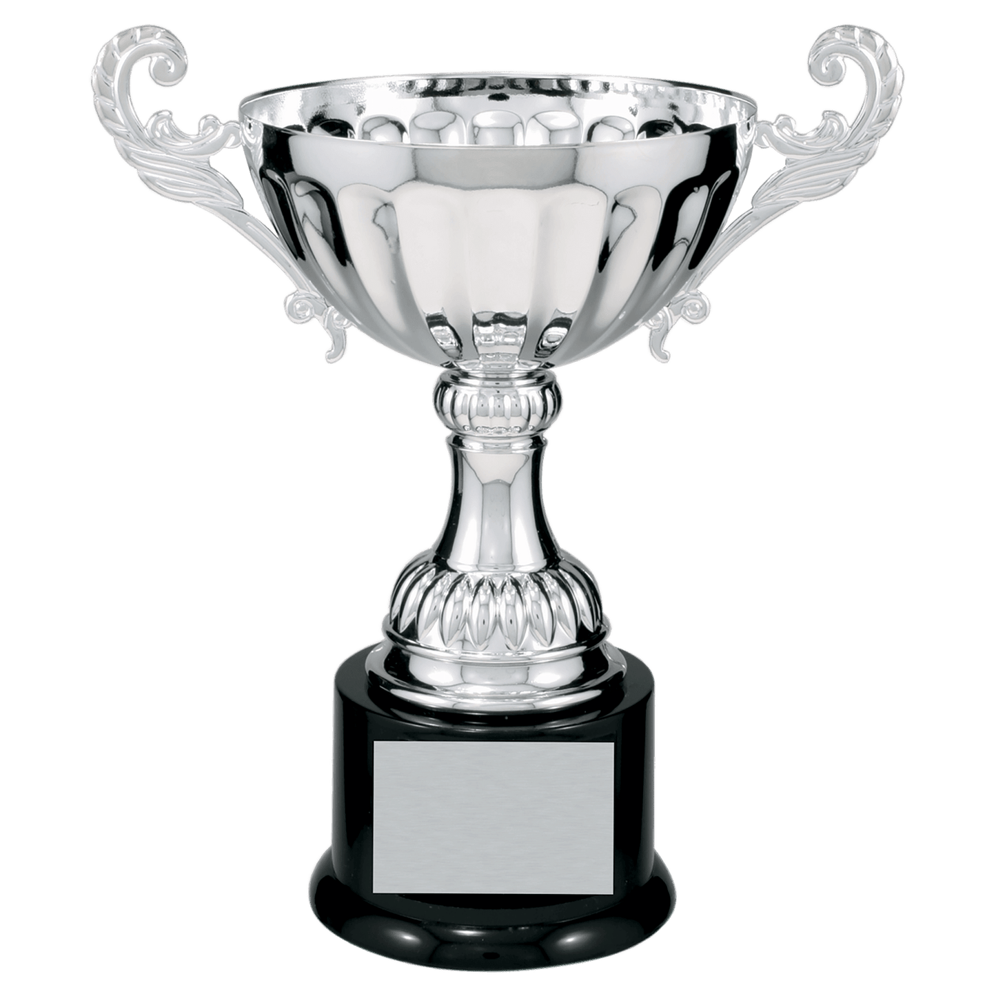 Silver 2 9 3/4" Completed Metal Cup Trophy on Plastic Base