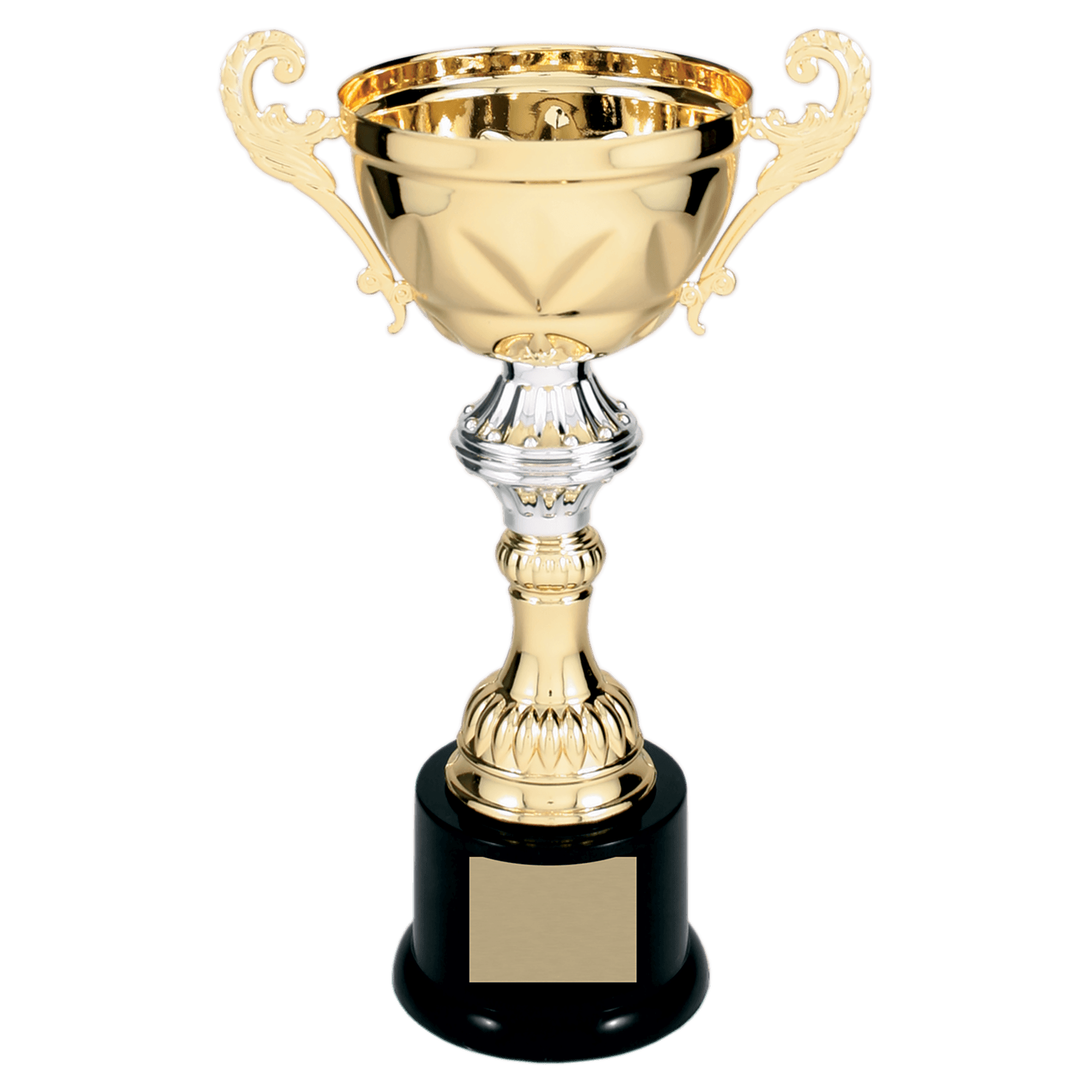 Gold 10" Completed Metal Cup Trophy on Plastic Base