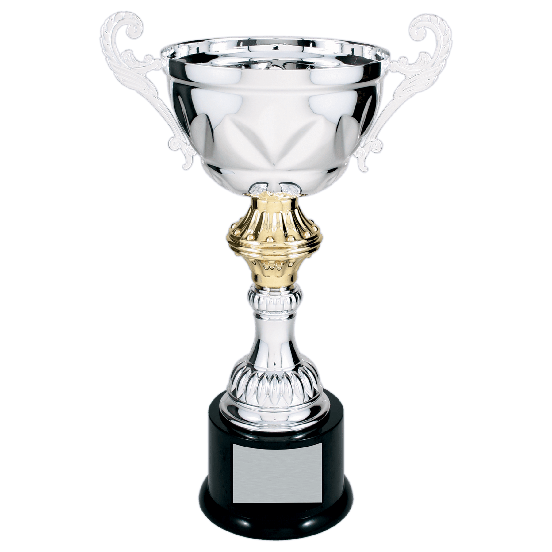Silver 13" Completed Metal Cup Trophy on Plastic Base