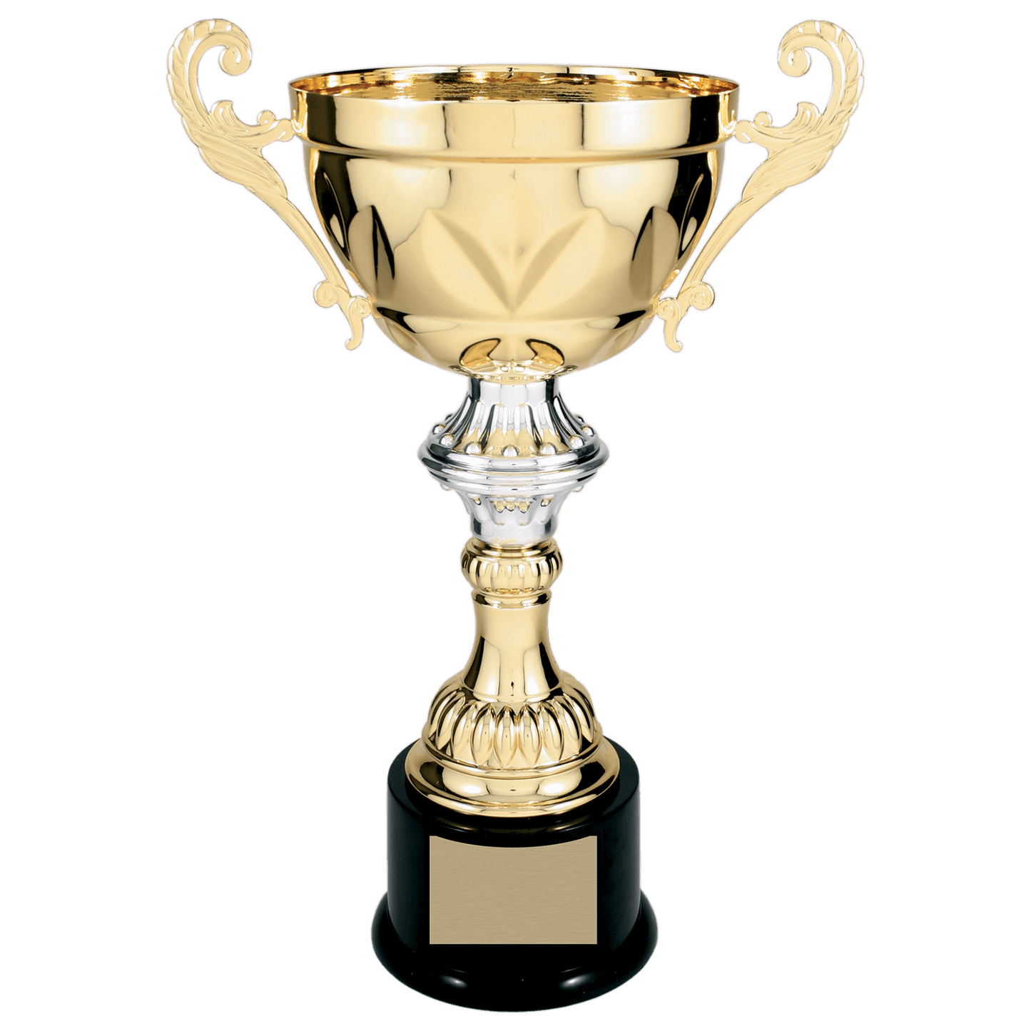 Gold 14 1/2" Completed Metal Cup Trophy on Plastic Base