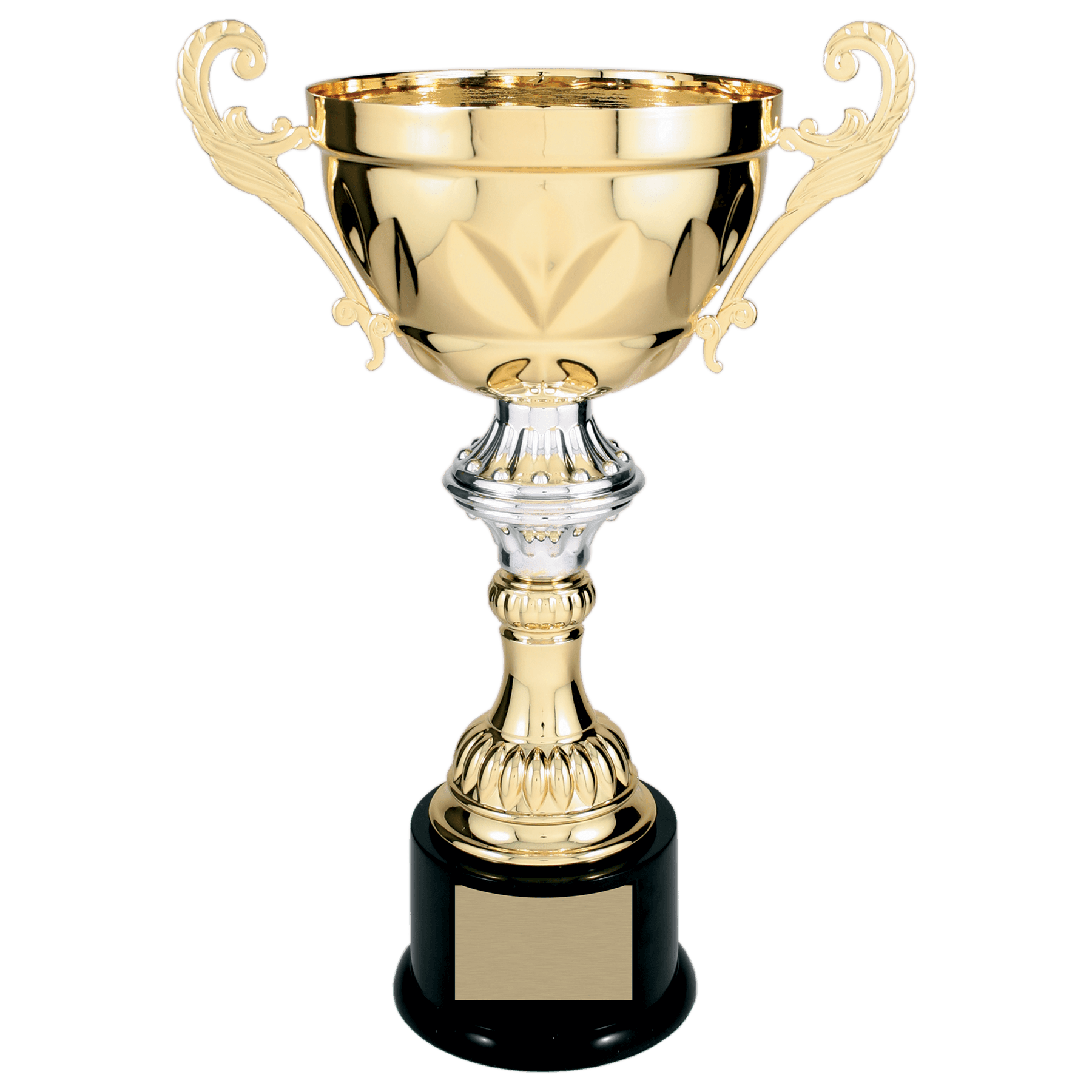 Gold 14 1/2" Completed Metal Cup Trophy on Plastic Base