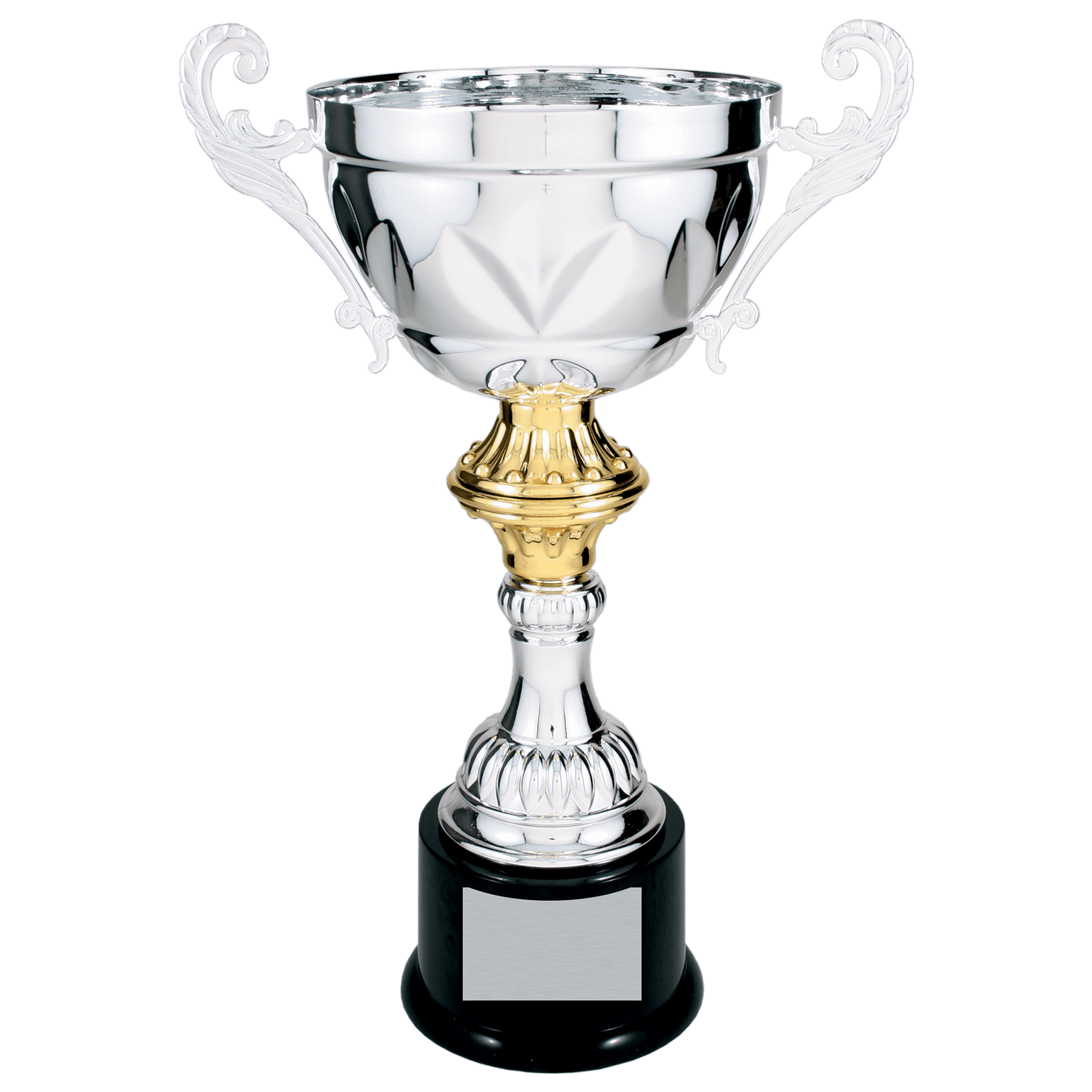 Silver 14 1/2" Completed Metal Cup Trophy on Plastic Base