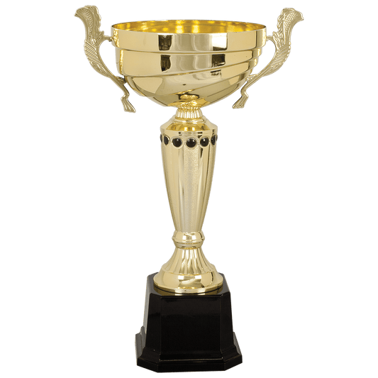 Gold 3 14 1/2" Completed Metal Cup Trophy on Plastic Base