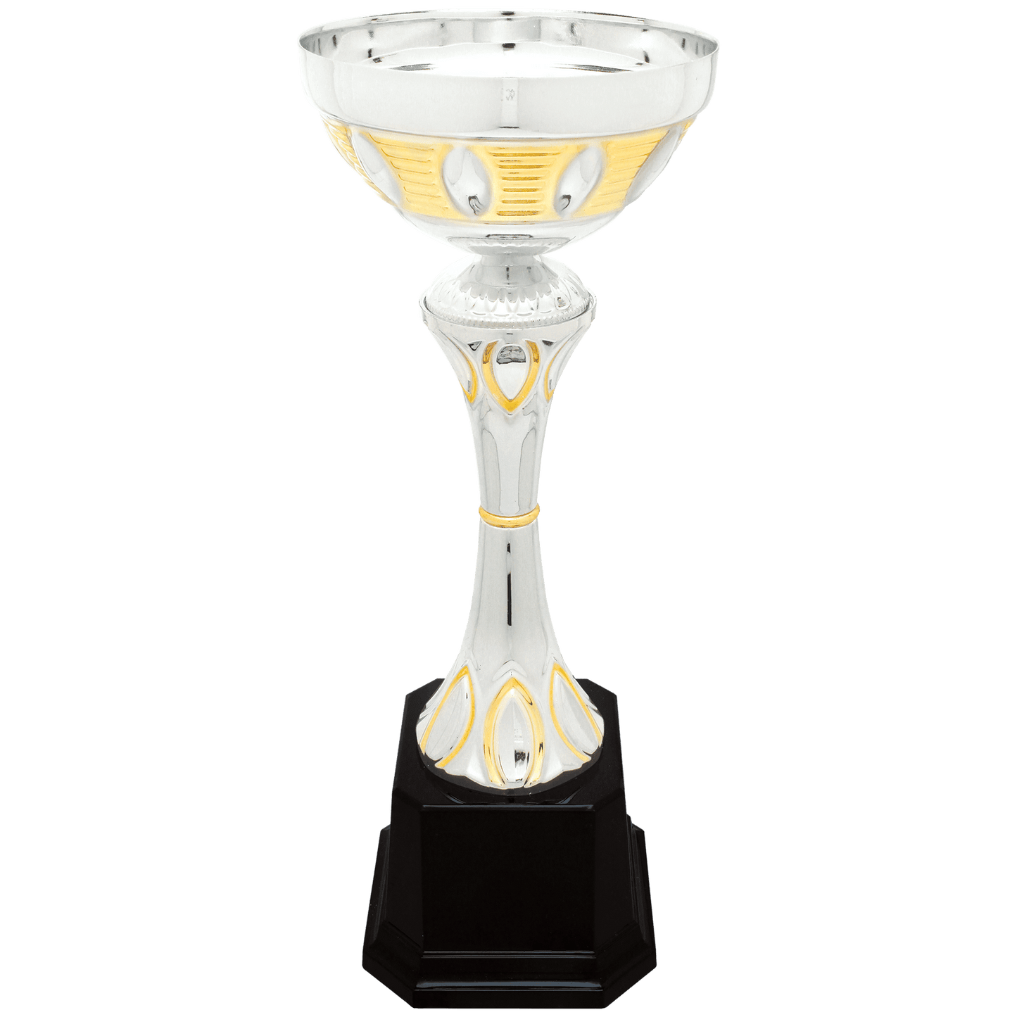 Silver/Gold 2 12" Completed Metal Cup Trophy on Plastic Base