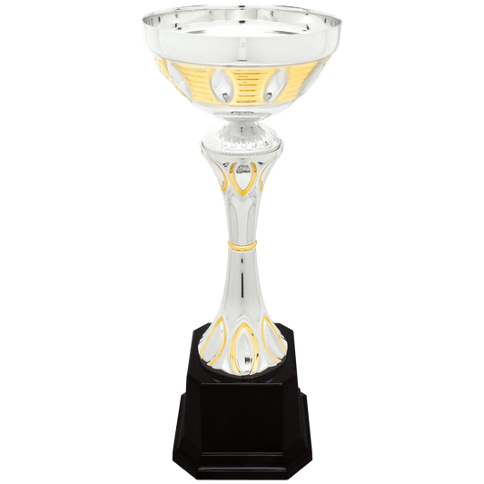 Silver/Gold 2 12" Completed Metal Cup Trophy on Plastic Base