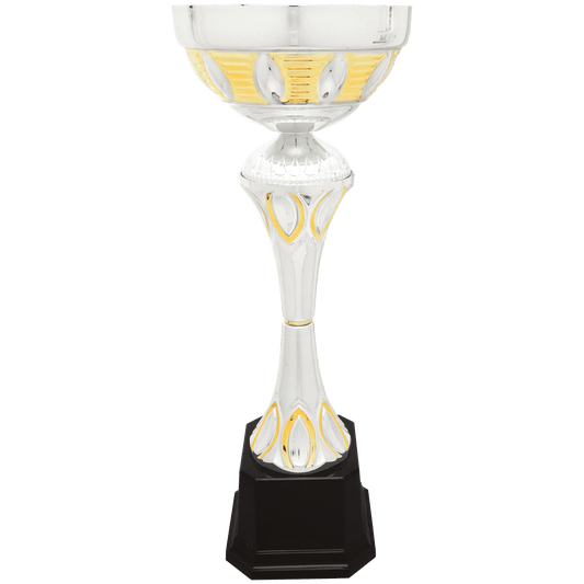 Silver/Gold 15" Completed Metal Cup Trophy on Plastic Base