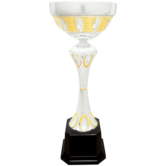 16 1/2" Silver/Gold Completed Metal Cup Trophy on Plastic Base