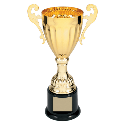 Gold 2 8 3/4" Completed Metal Cup Trophy on Plastic Base