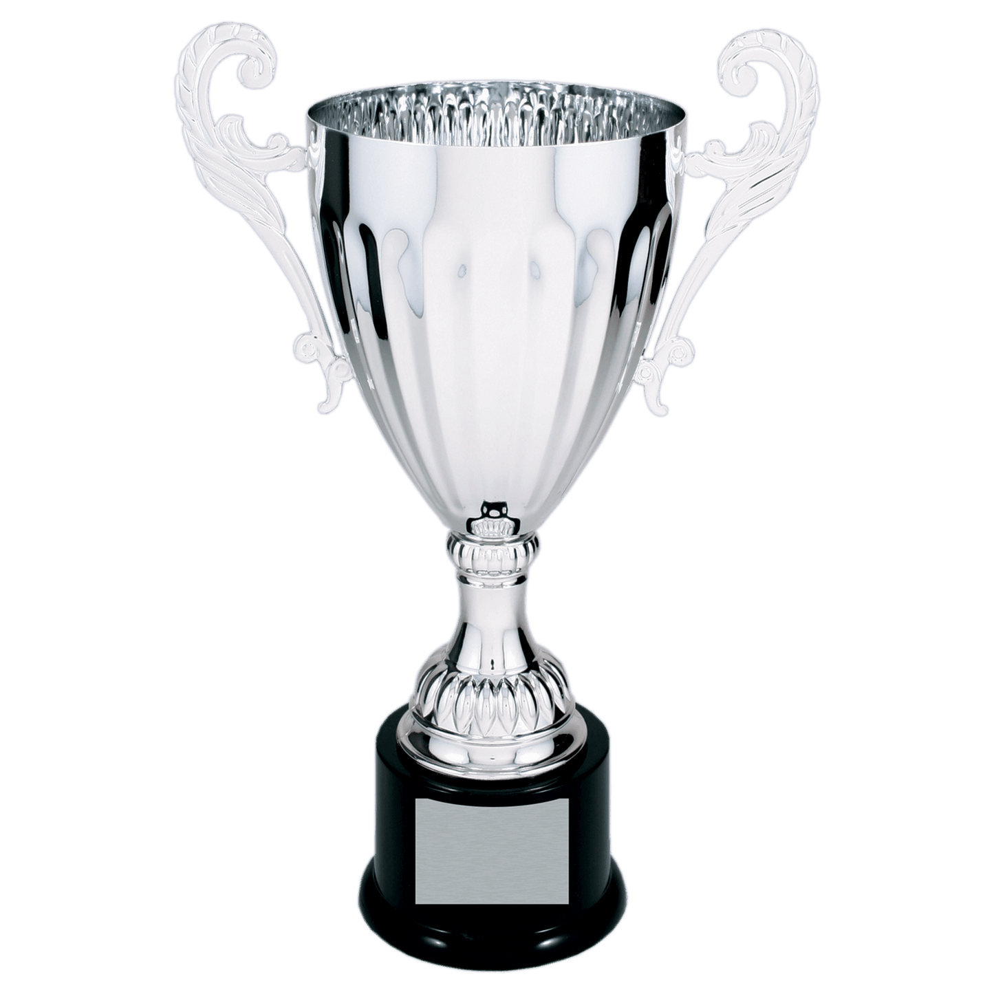 Silver 12" Completed Metal Cup Trophy on Plastic Base