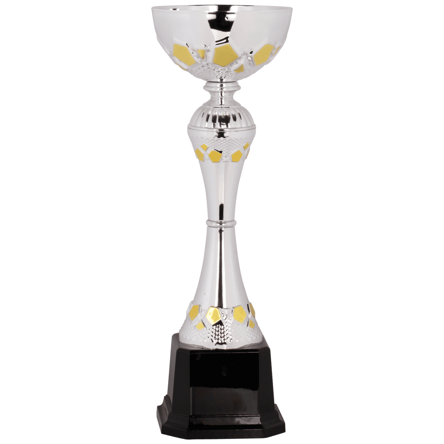 Silver/Gold 10 3/4" Completed Metal Cup Trophy on Plastic Base