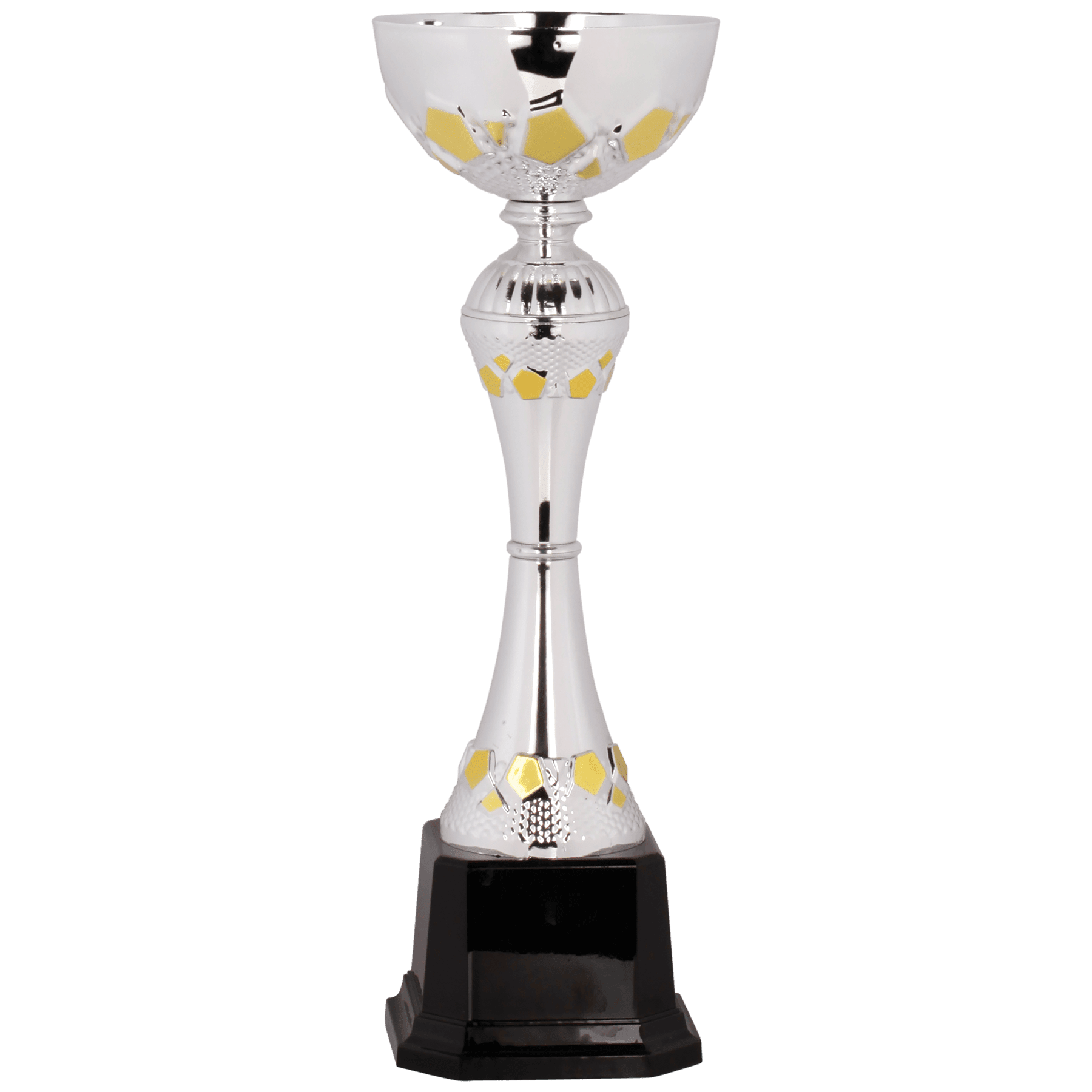 Silver/Gold 10 3/4" Completed Metal Cup Trophy on Plastic Base