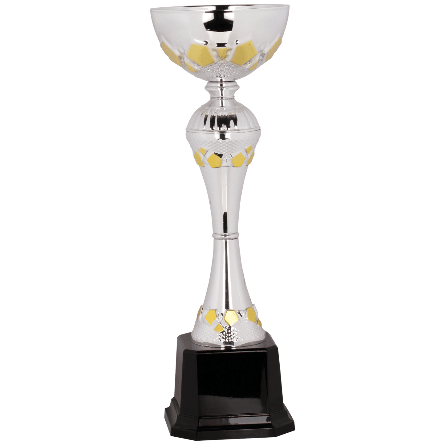 Silver/Gold 12" Completed Metal Cup Trophy on Plastic Base