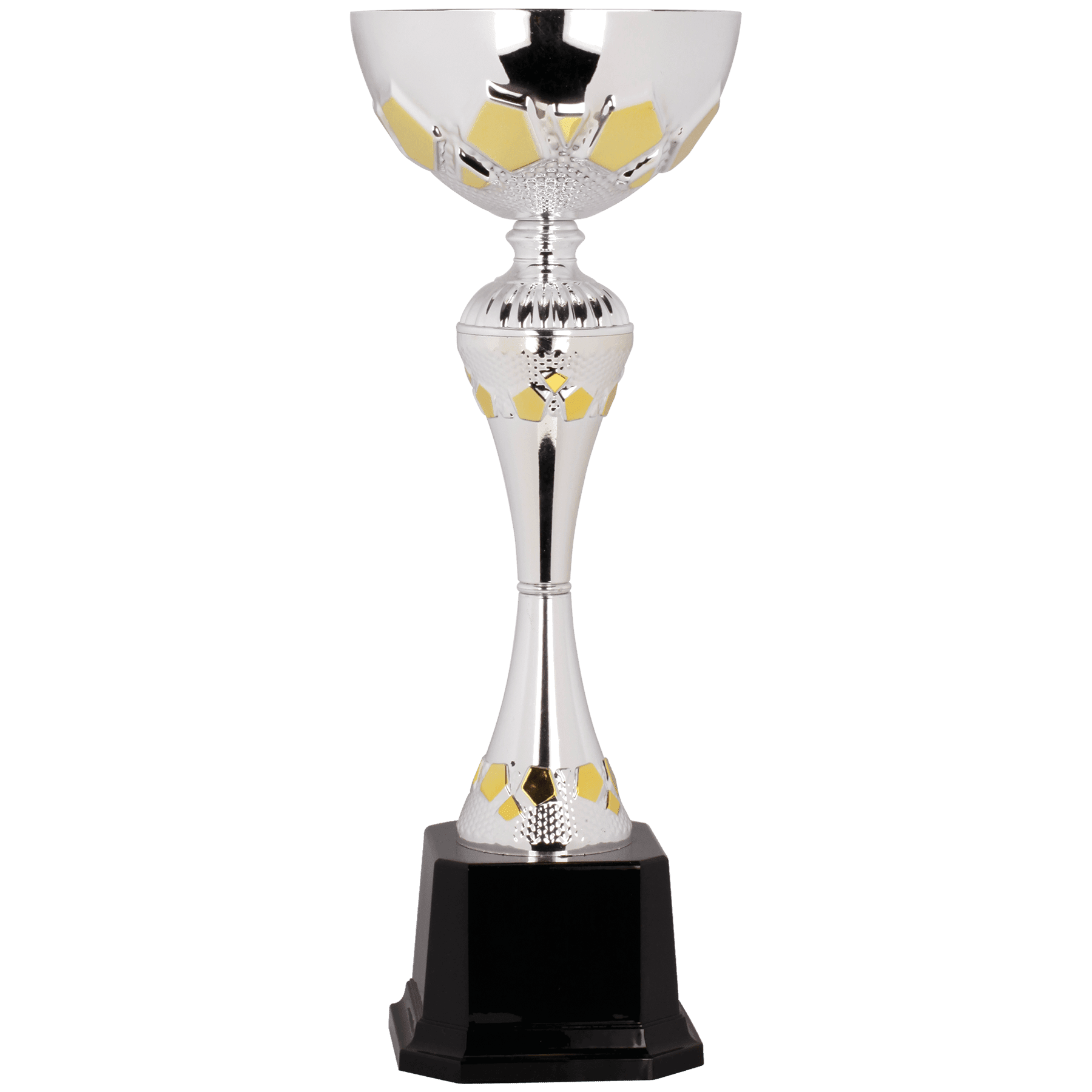 Silver/Gold 14 1/2" Completed Metal Cup Trophy on Plastic Base