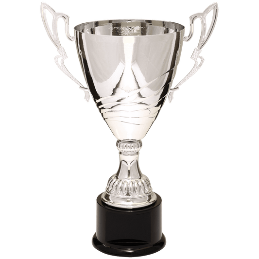 Silver 15" Completed Metal Cup Trophy on Plastic Base