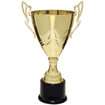 Gold 16 3/4" Completed Metal Cup Trophy on Plastic Base