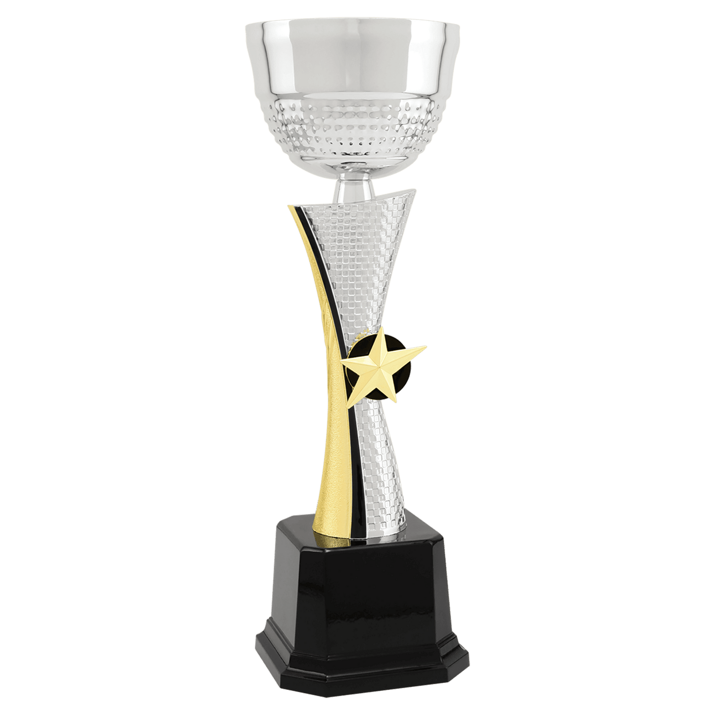 11 3/4" Silver/Gold Textured Completed Metal Cup Trophy