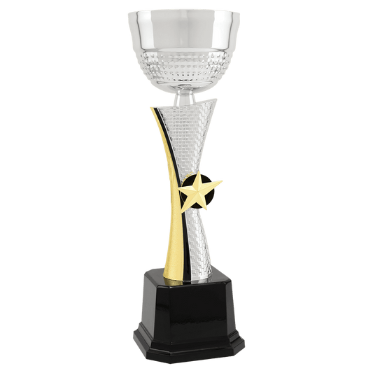 11 3/4" Silver/Gold Textured Completed Metal Cup Trophy