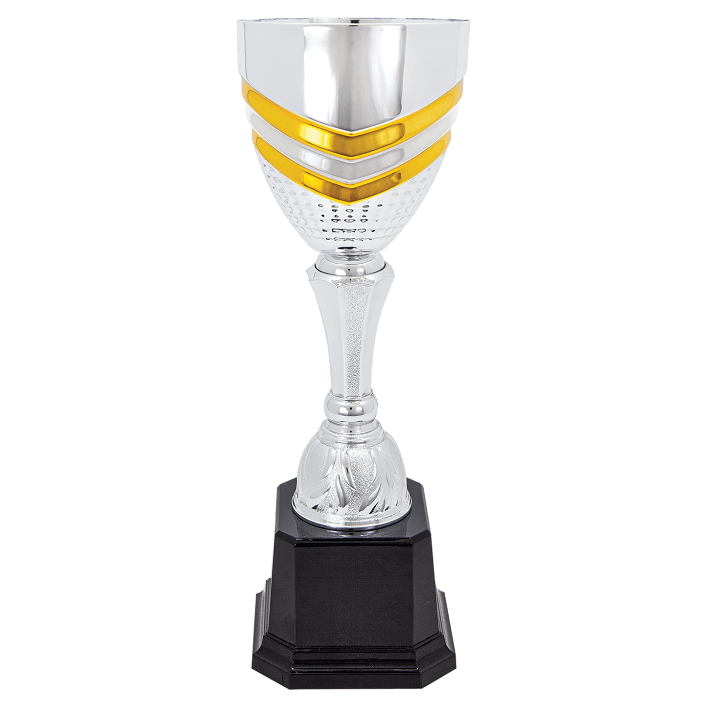11" 11" Completed Metal Cup Trophy on Plastic Base