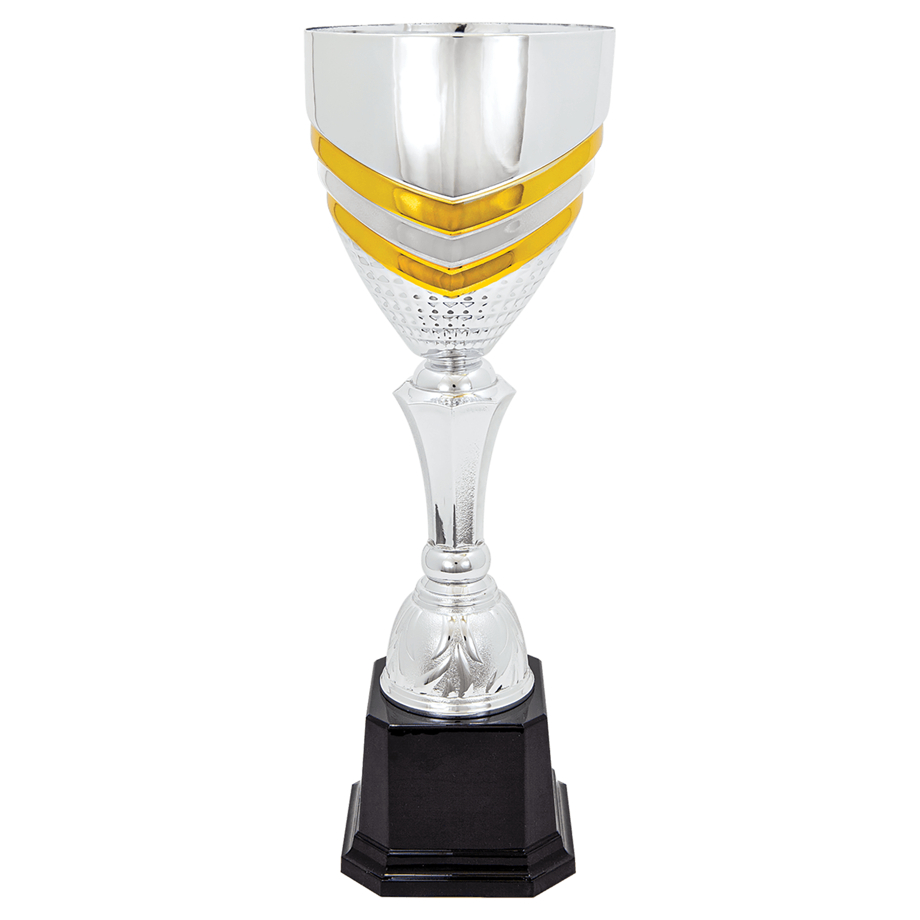 15" 15" Completed Metal Cup Trophy on Plastic Base