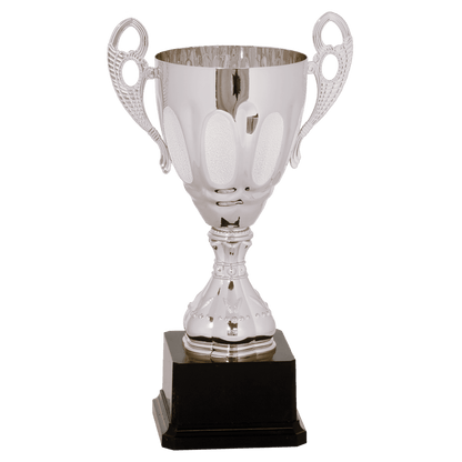 Silver 11" Completed Metal Cup Trophy on Plastic Base
