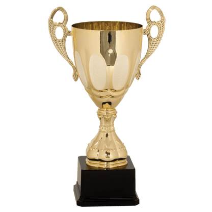 Gold 3 13" Completed Metal Cup Trophy on Plastic Base