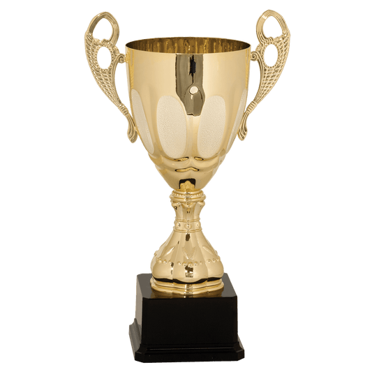 Gold 3 13" Completed Metal Cup Trophy on Plastic Base