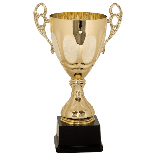 Gold 14" Completed Metal Cup Trophy on Plastic Base