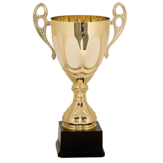 Gold 15 3/4" Completed Metal Cup Trophy on Plastic Base