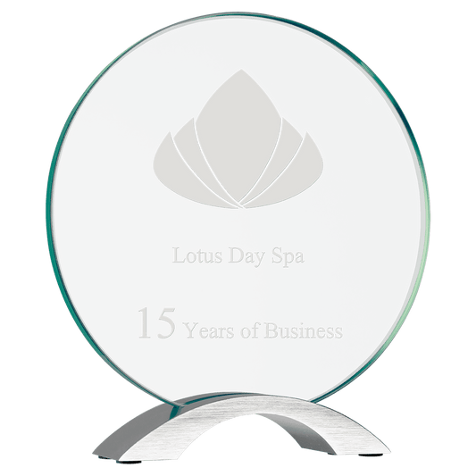 8 1/2" Round Cosmic Glass with Silver Base